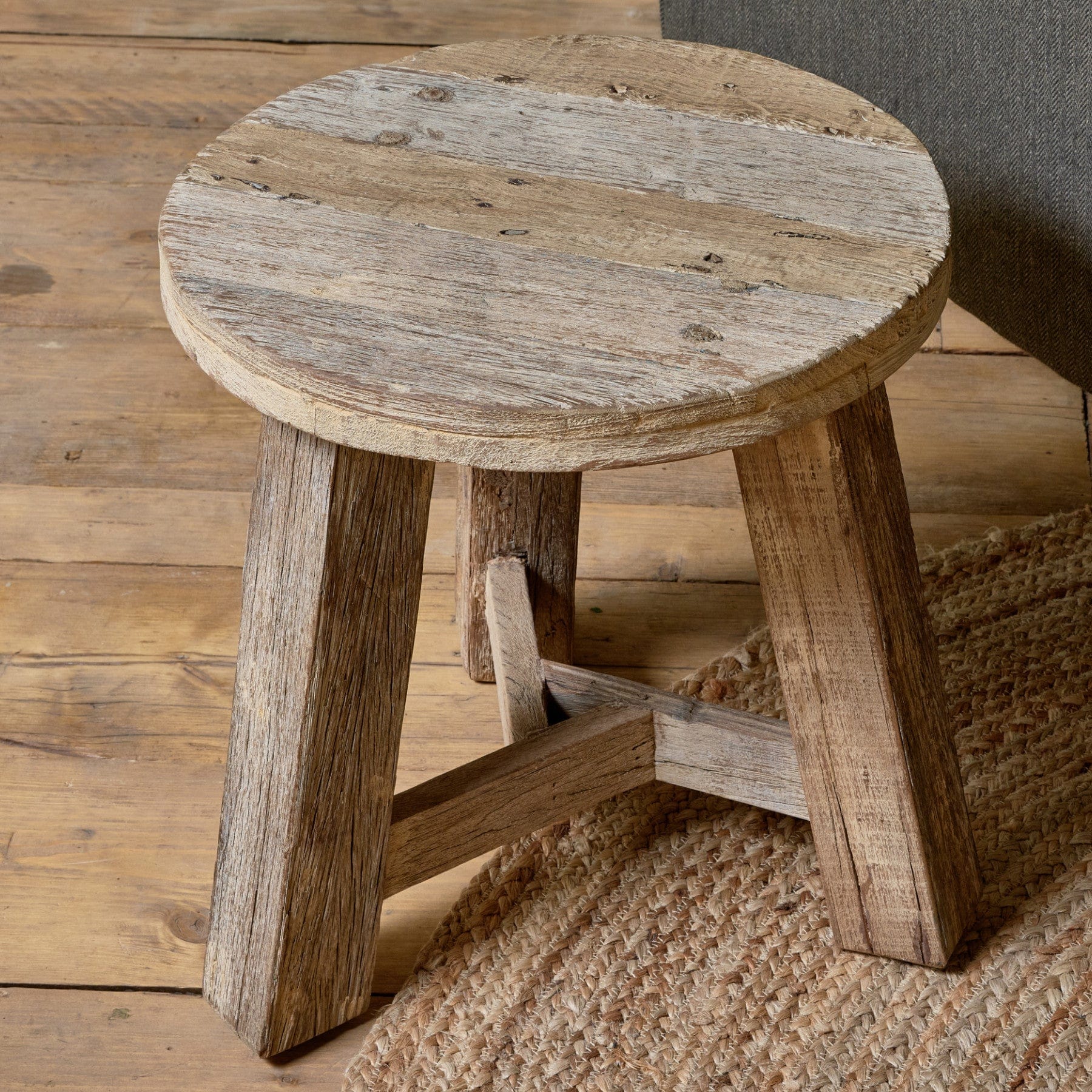 Ibo reclaimed wood round side table - natural