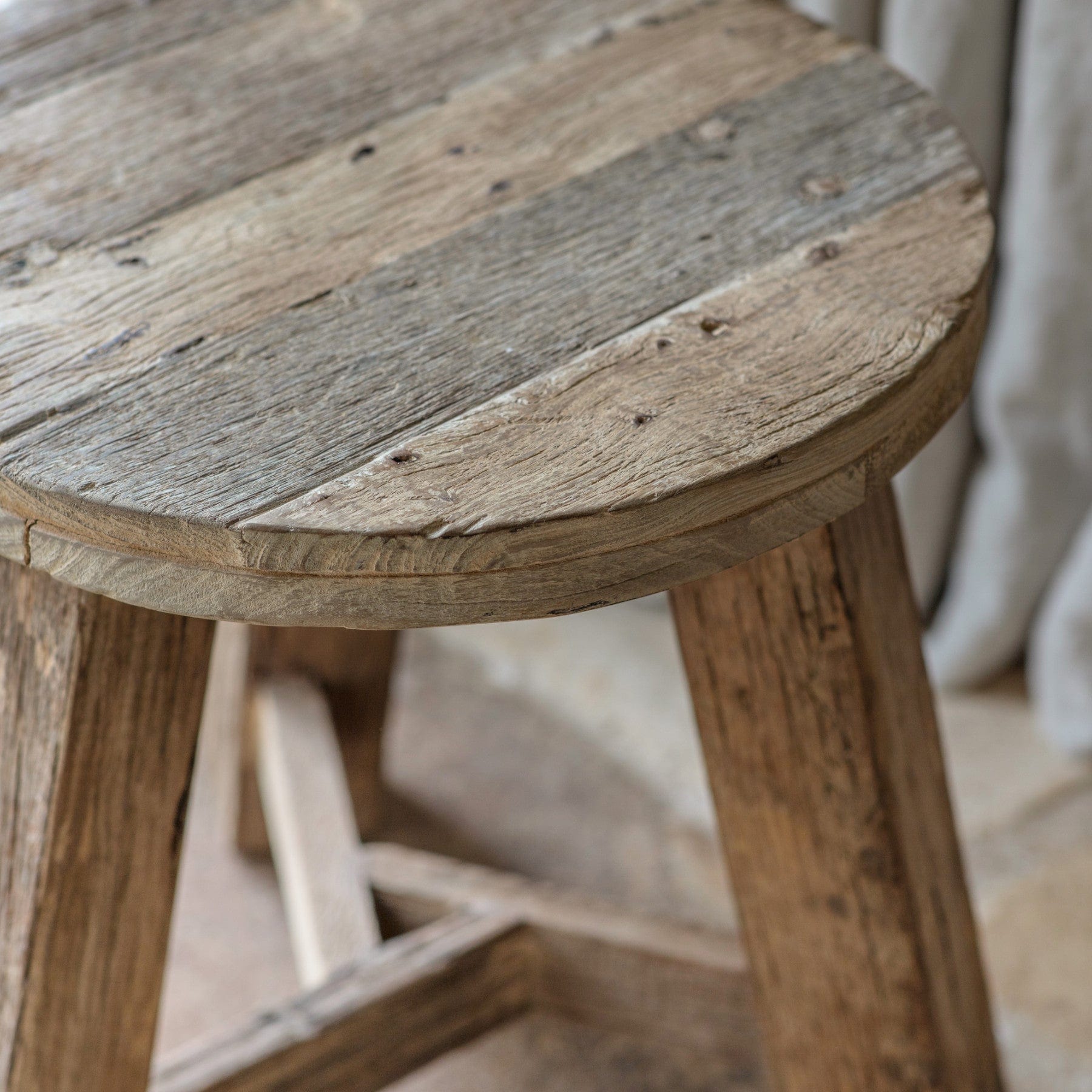 Ibo reclaimed wood round side table - natural