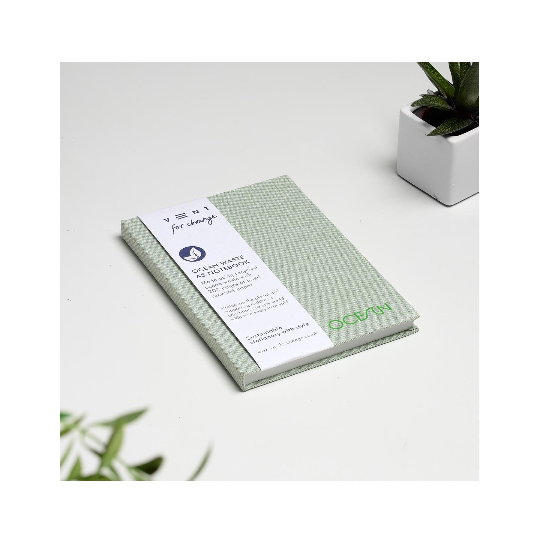 Ocean waste A5 notebook – green algae