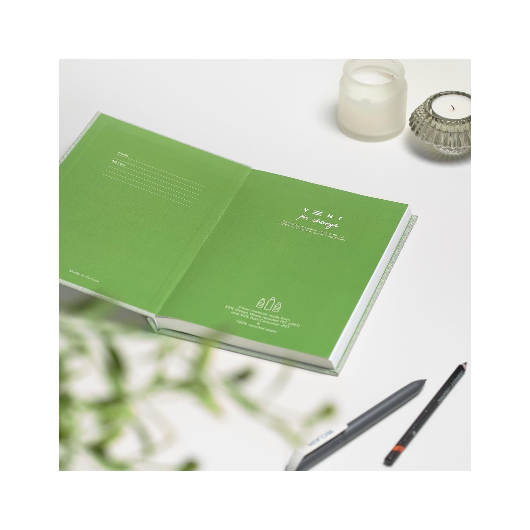 Ocean waste A5 notebook – green algae