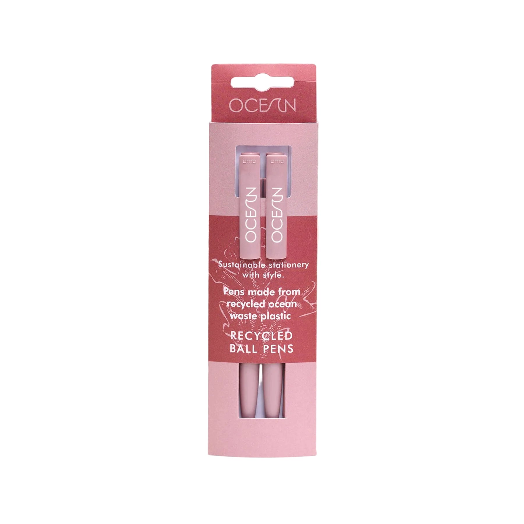 Ocean waste recycled pens coral pink