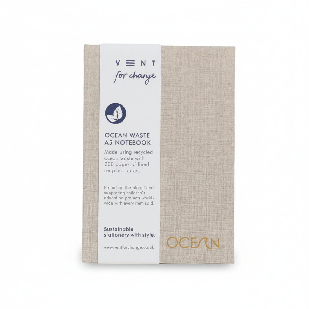 Ocean waste A5 notebook – sandy yellow