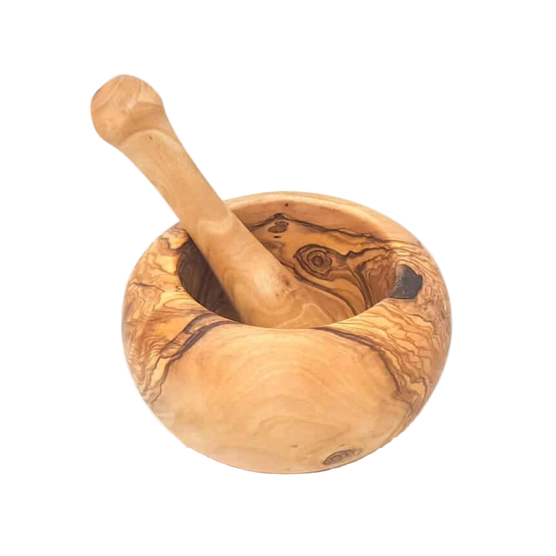Olive wood round pestle & mortar