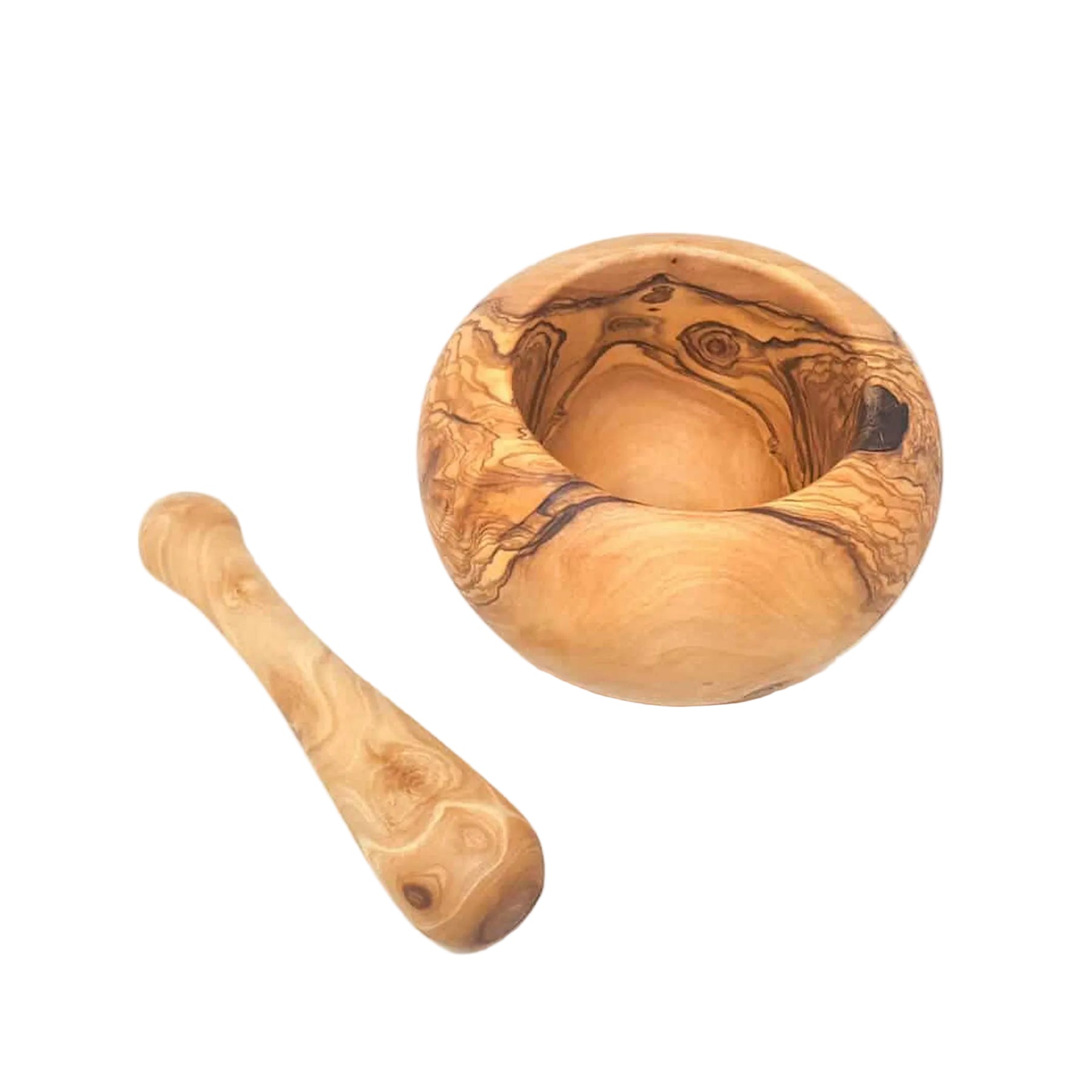 Olive wood round pestle & mortar