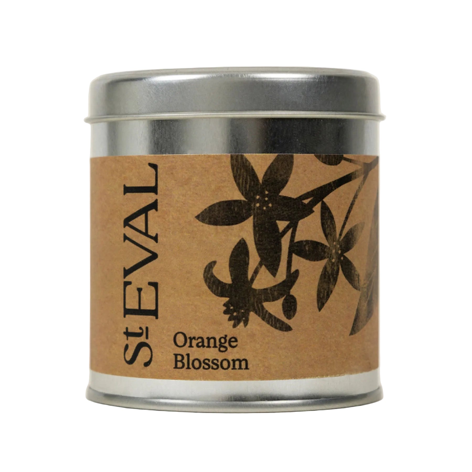 Orange blossom scented tin candle