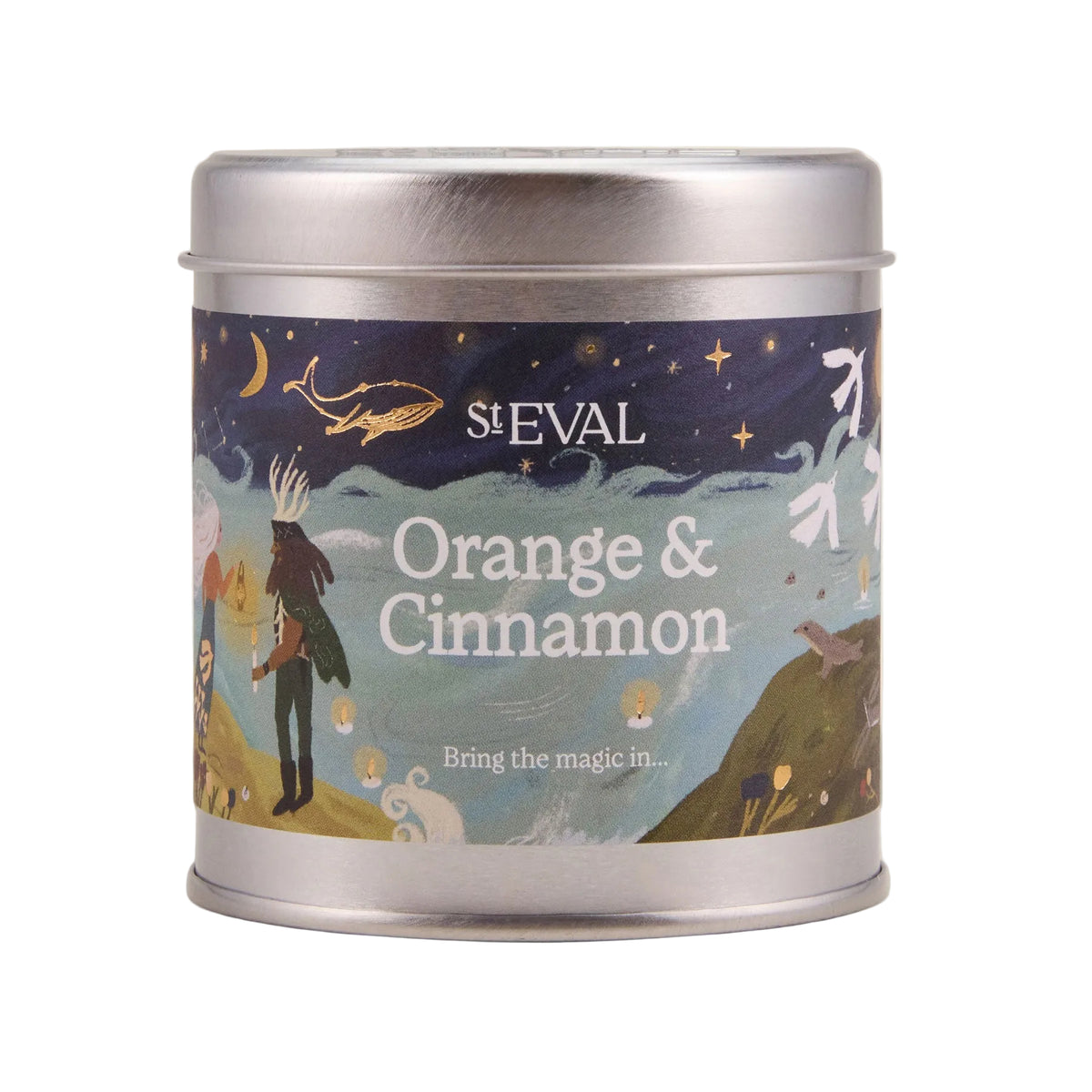 Orange & cinnamon scented tin candle
