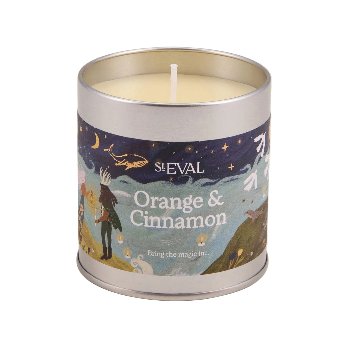 Orange & cinnamon scented tin candle