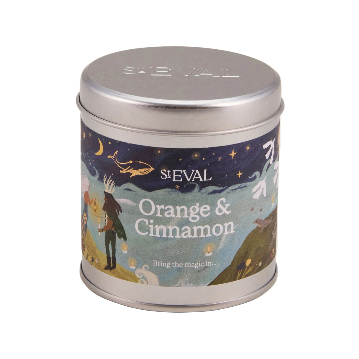 Orange & cinnamon scented tin candle