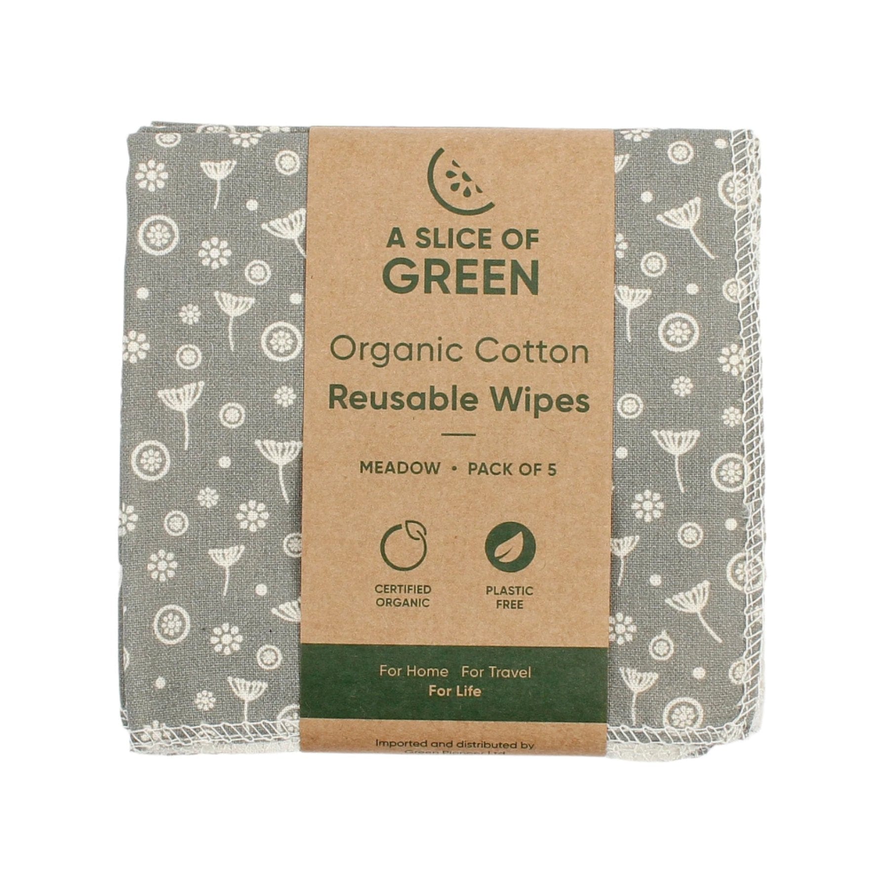 Organic cotton reusable wipes meadow 5pk