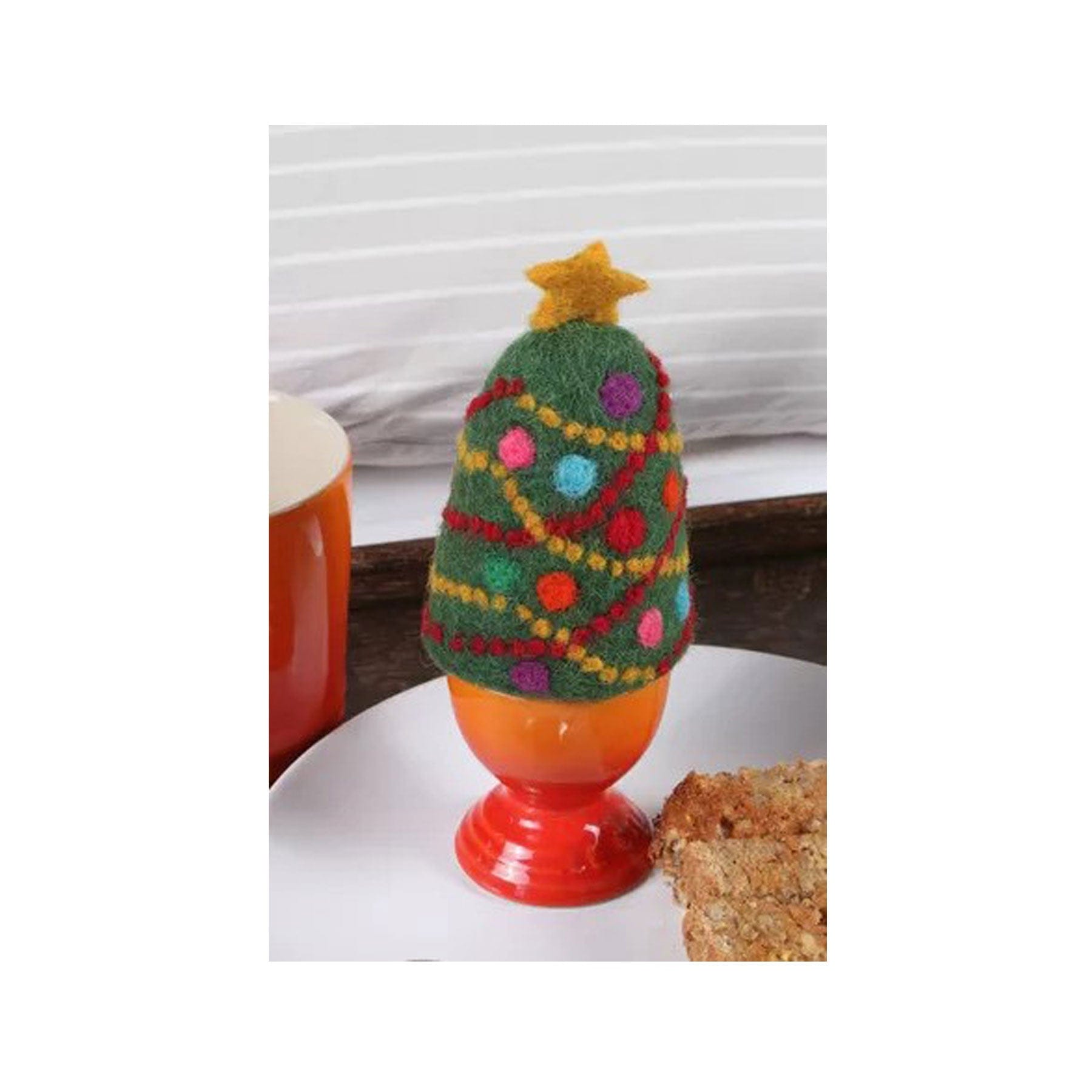 Christmas tree egg cosy