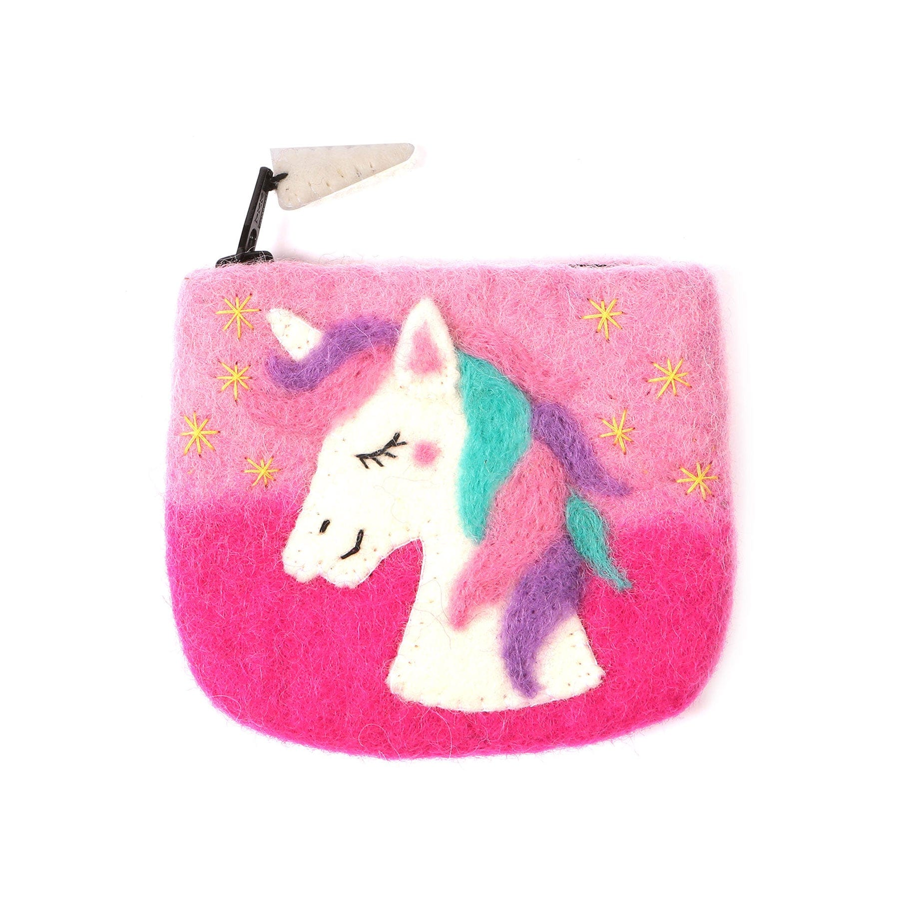 Small felt purse - unicorn hair pink