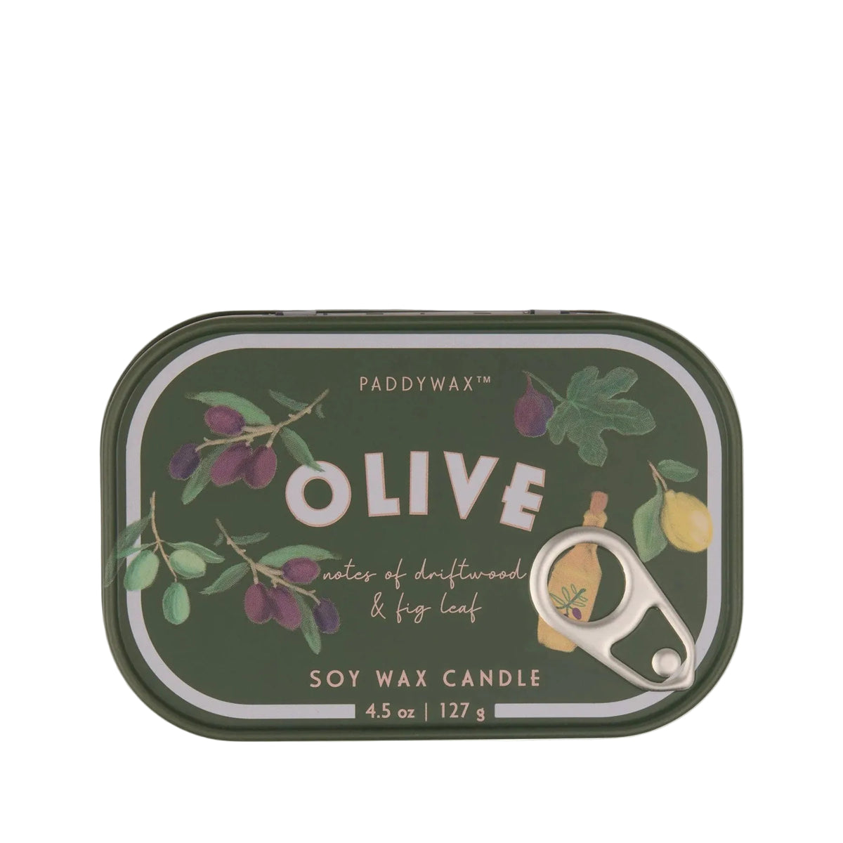 Olive tin candle