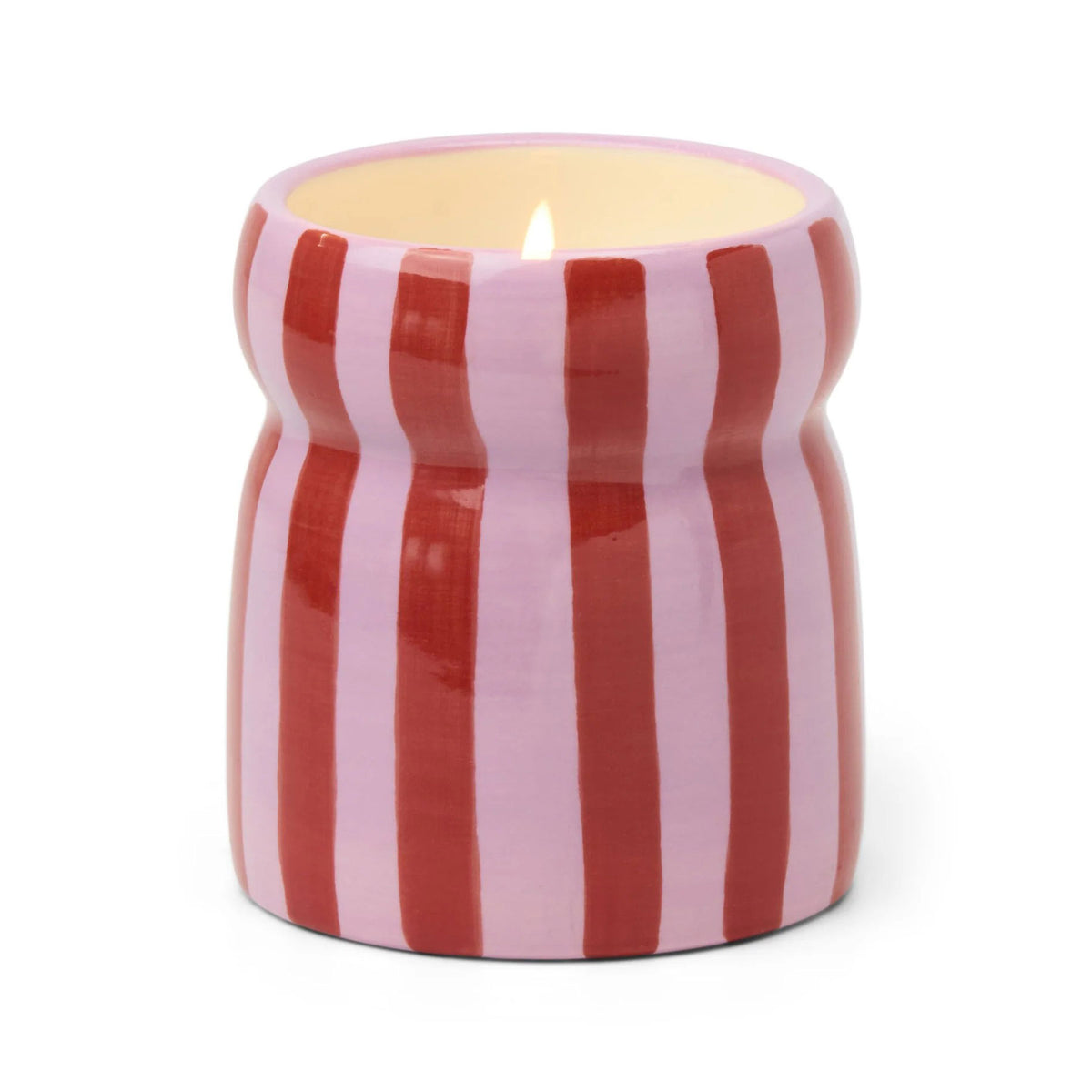 Pink peppermint striped candle