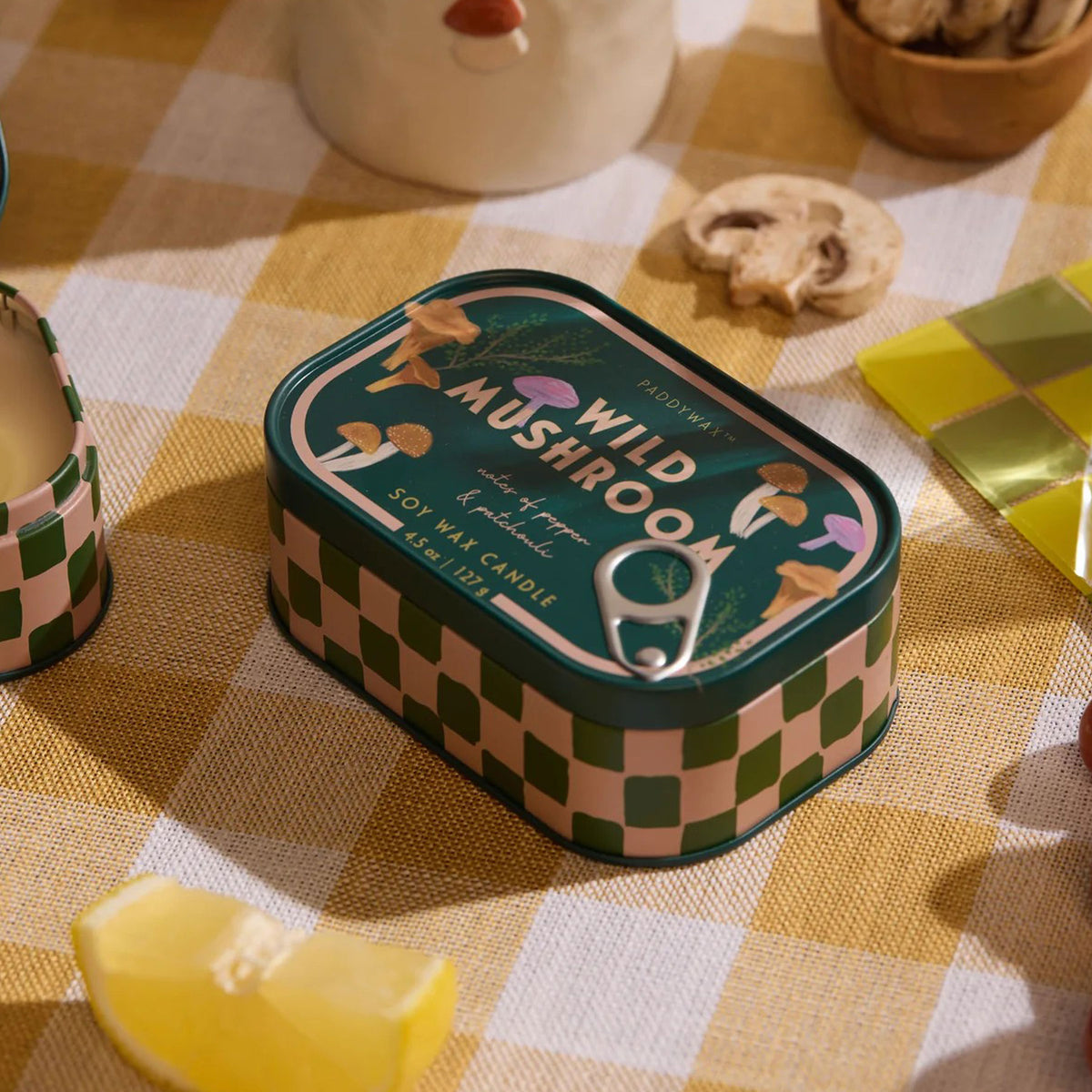 Wild mushroom tin candle
