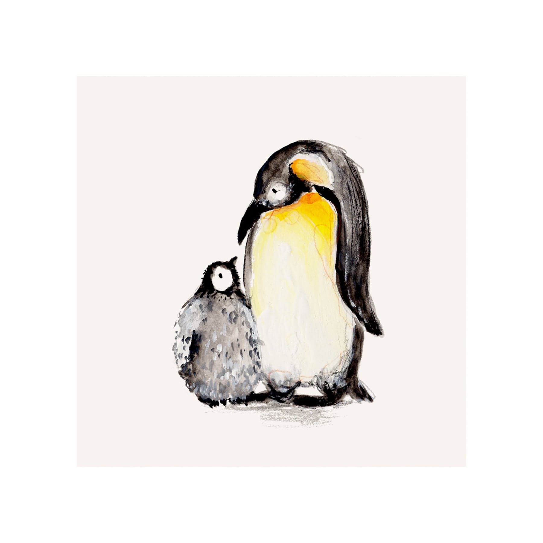 Penguin mum and baby greetings card