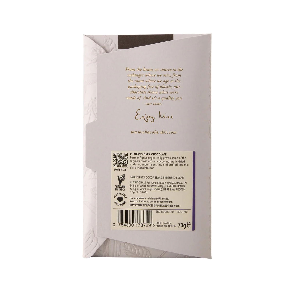 Pilopaso 67% dark chocolate bar 70g