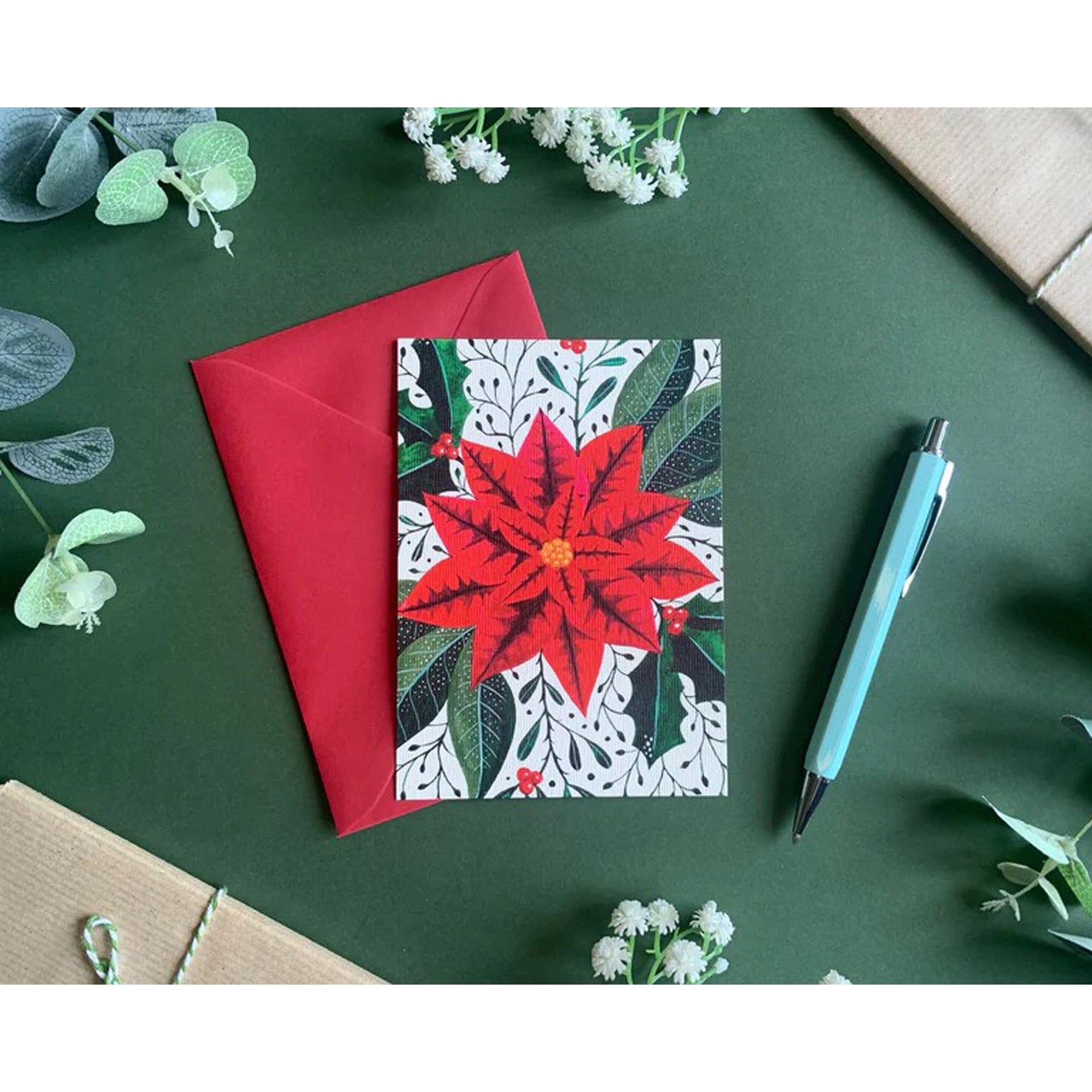 Poinsettia Christmas card