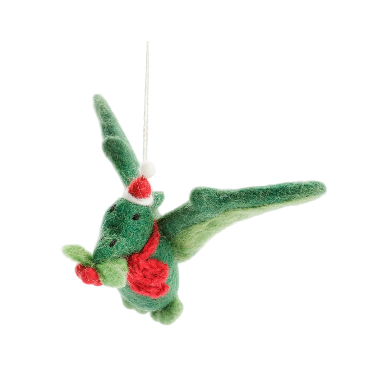 Pterodactyl with holly sprig hanging decoration