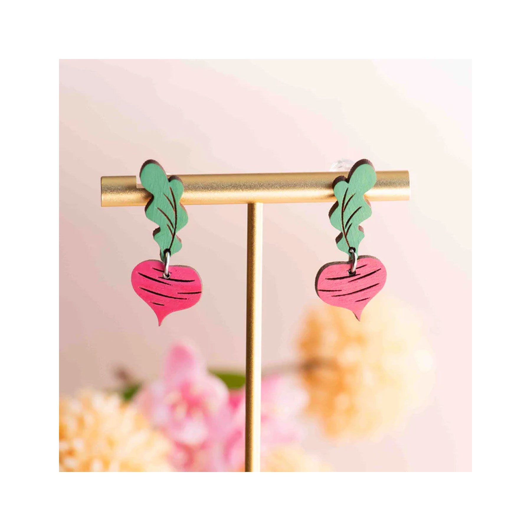 Radish drop hoop earrings