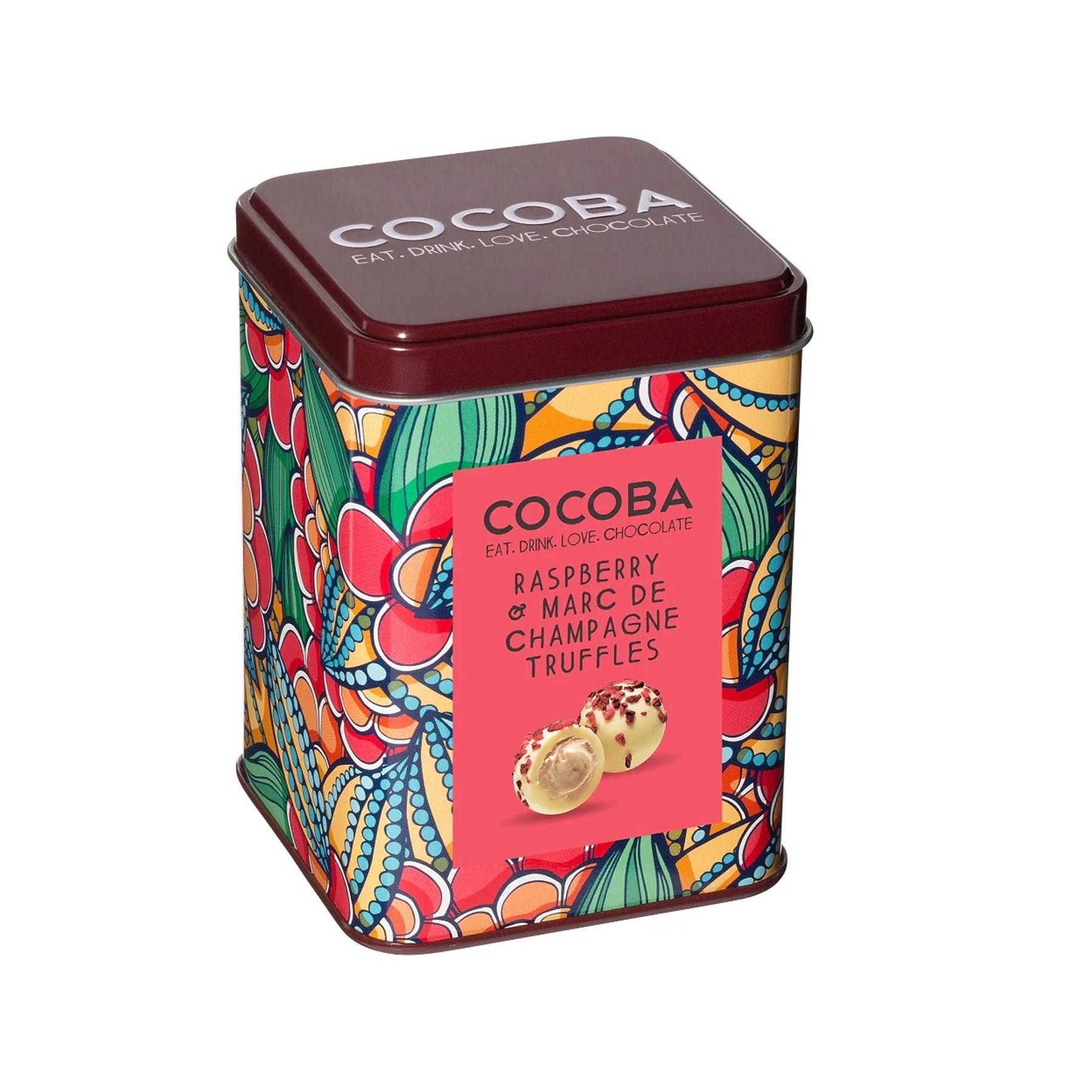 Raspberry and champagne truffles gift tin 120g