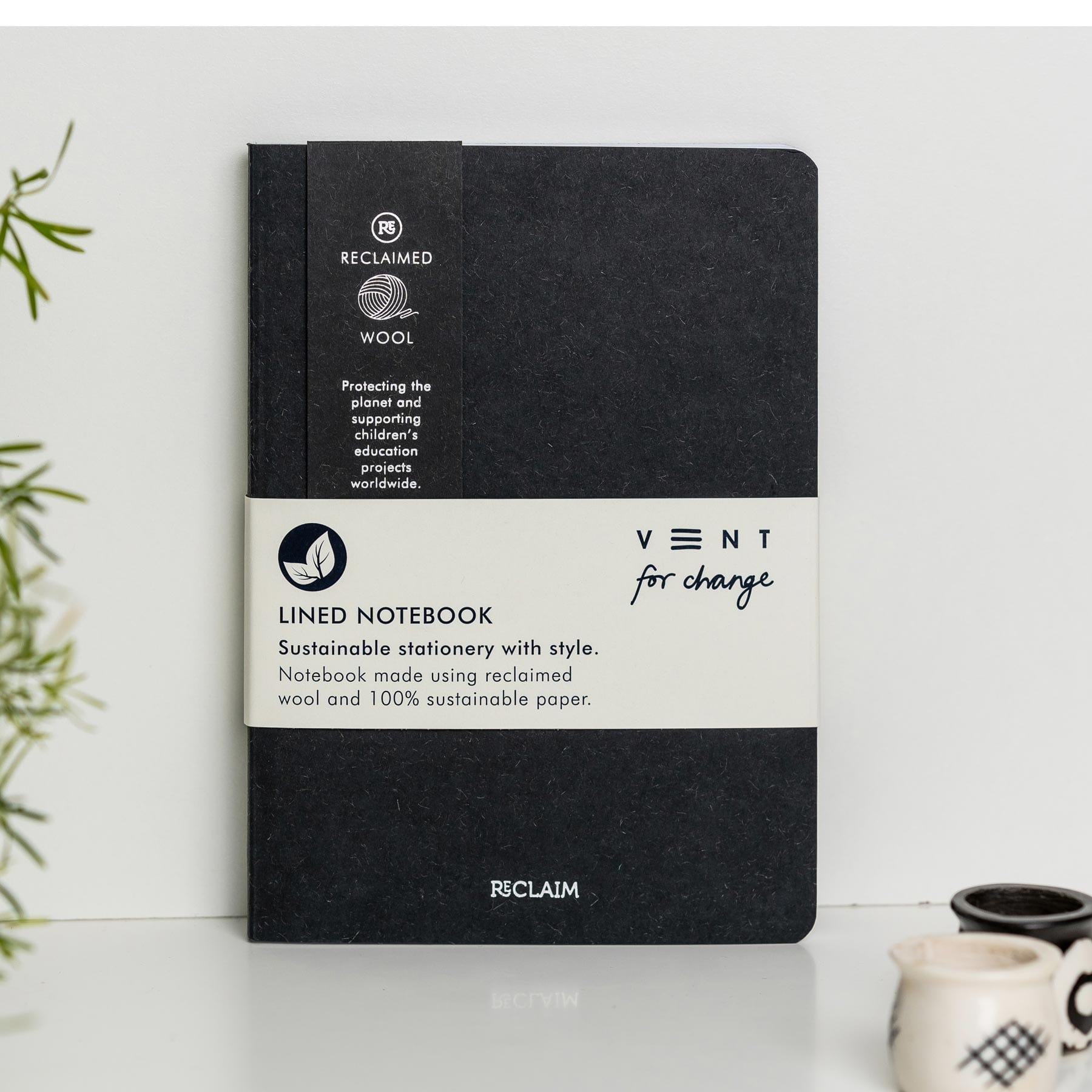 Reclaimed wool A5 notebook - black