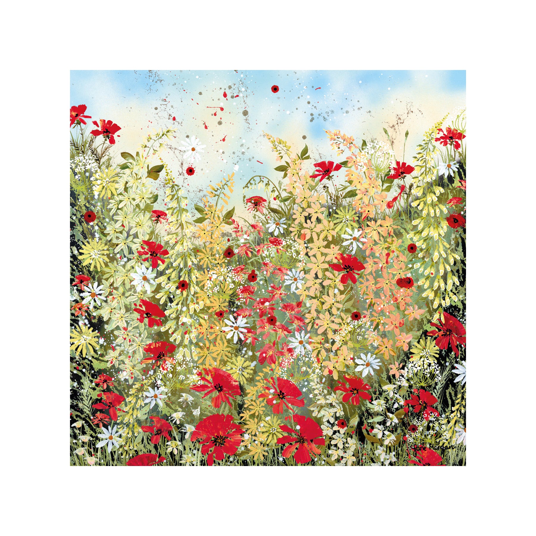 Red poppies greetings card