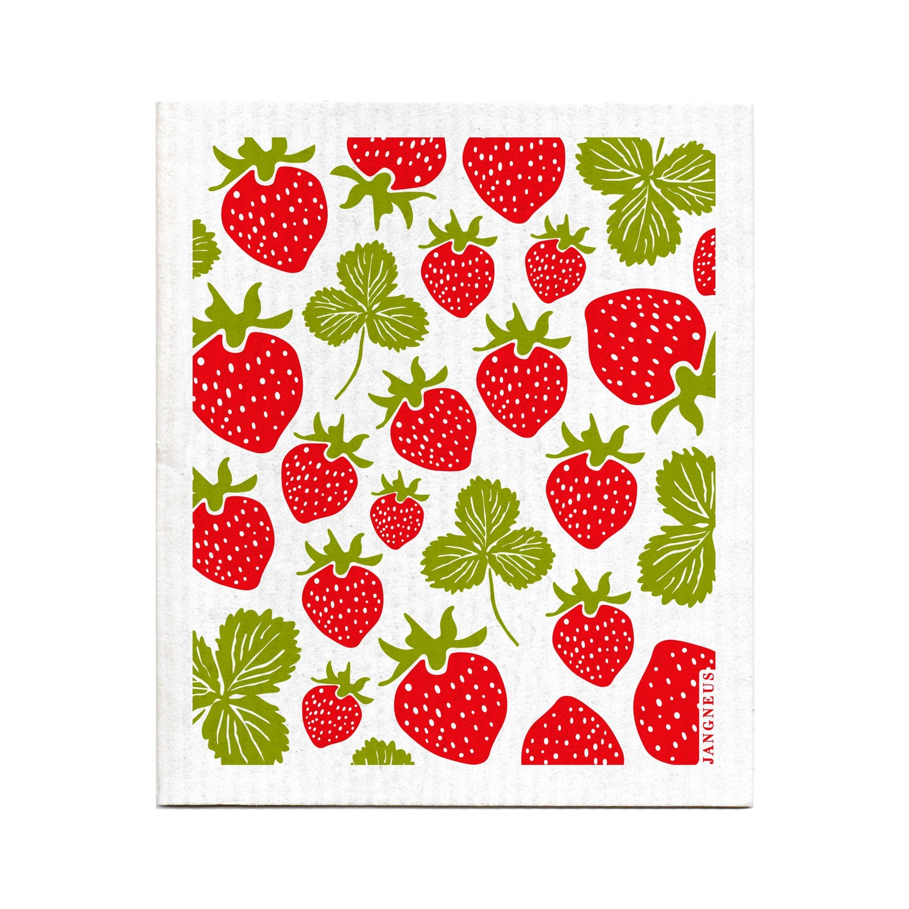 Red and green strawberry pattern on white background, fruit illustration, strawberry print design, fabric texture with berry motif