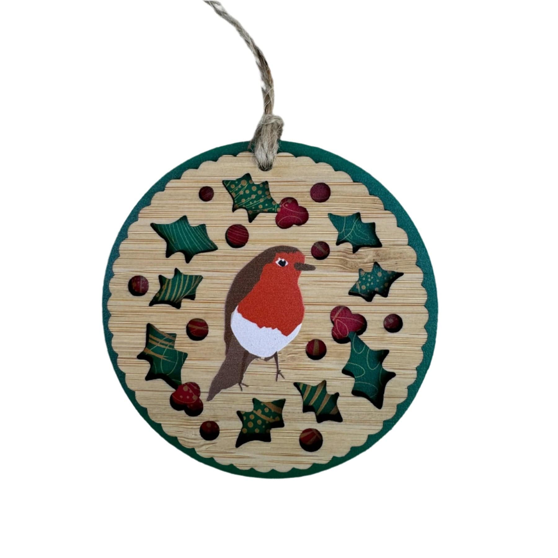 Robin bamboo hanging decoration