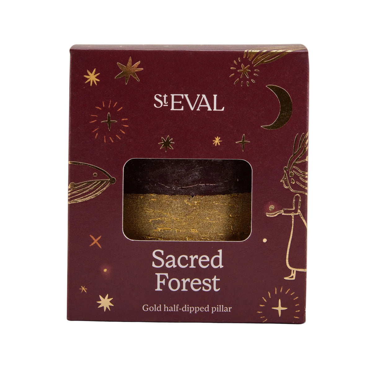 Sacred forest gold dipped pillar candle