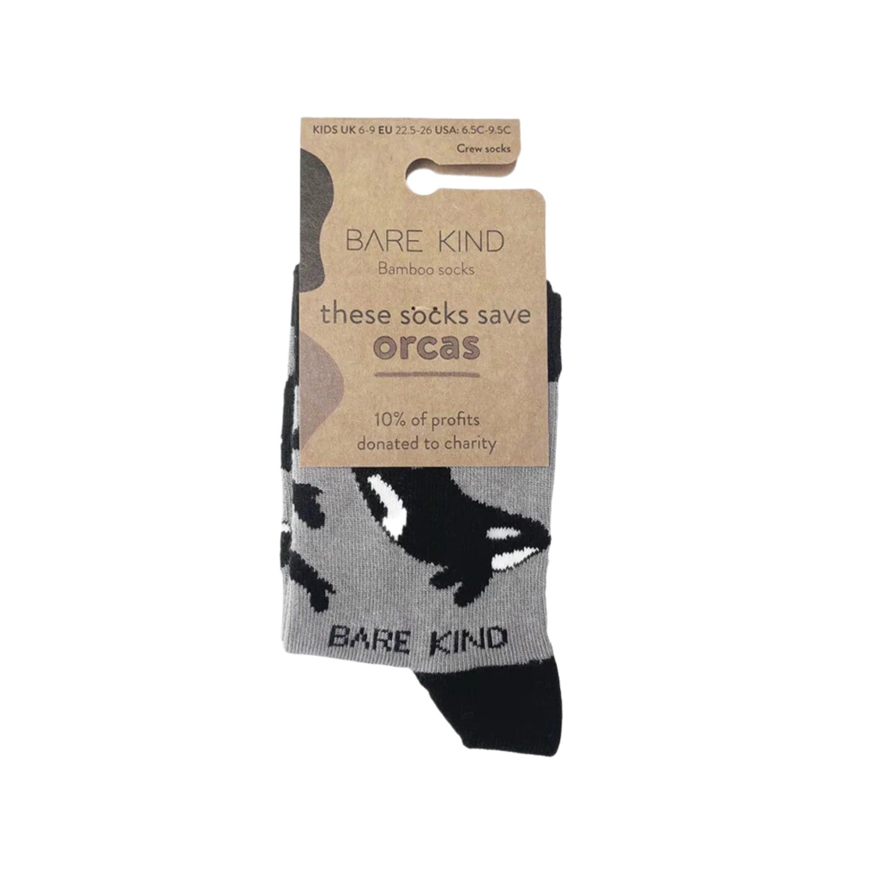 Kids save the orcas bamboo socks