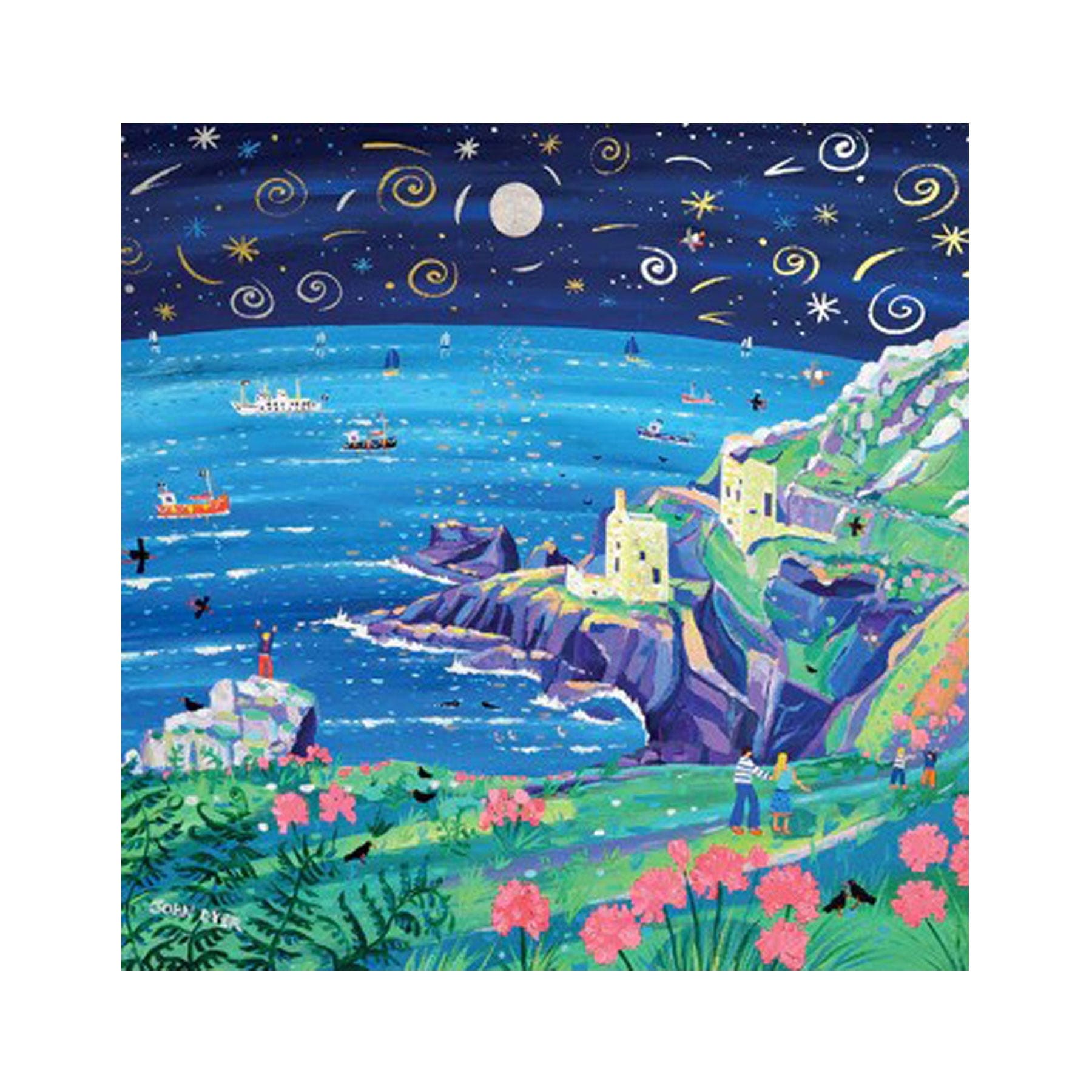 Shooting stars over Botallack greetings card