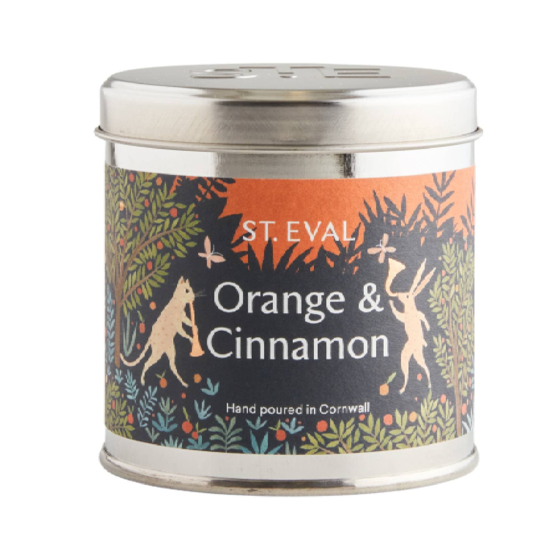 Orange & cinnamon scented tin candle