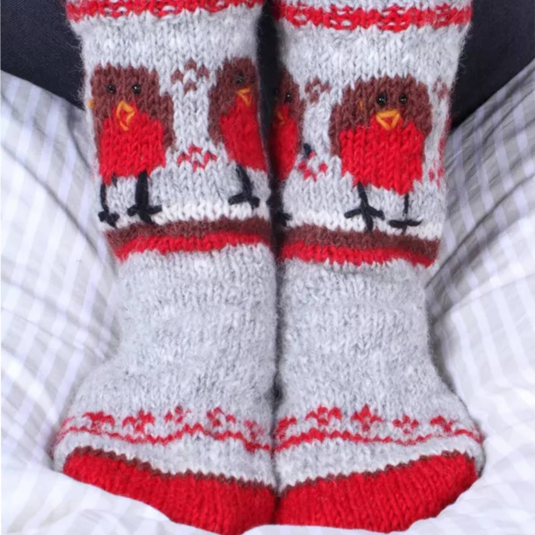 Christmas robin sofa socks