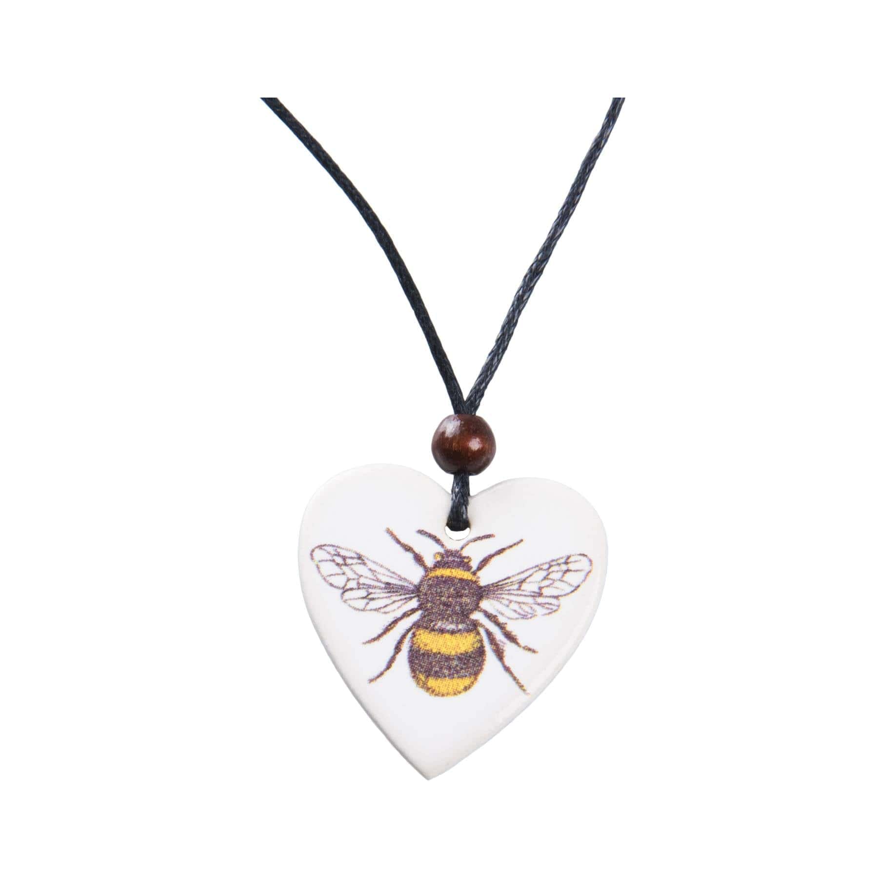 Ceramic heart shaped bee pendant (Brown ball)
