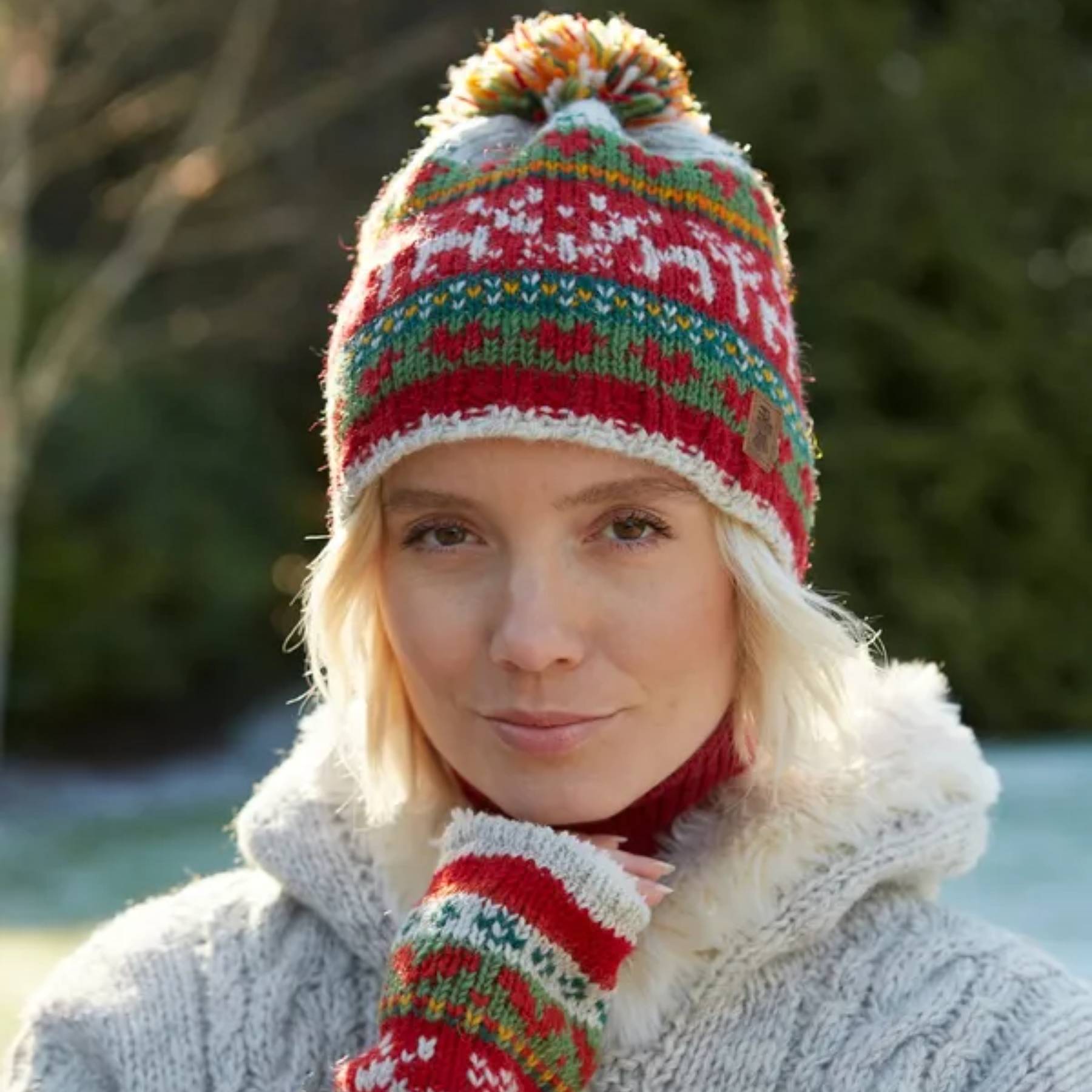 Reindeer Christmas bobble beanie