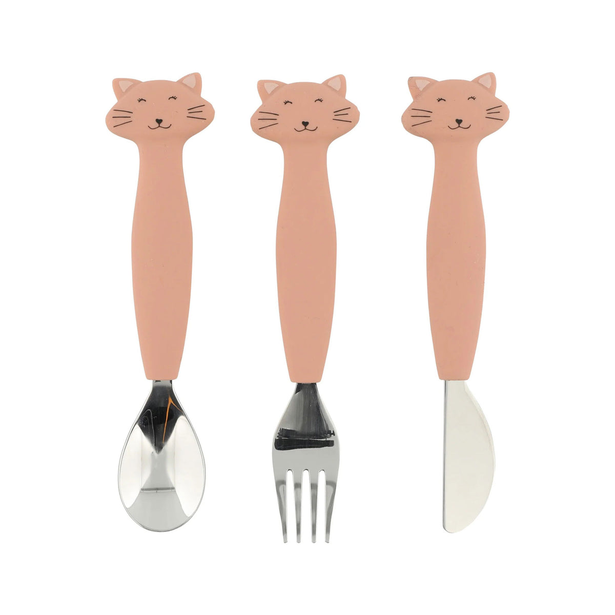 Silicone cutlery 3-piece set - cat