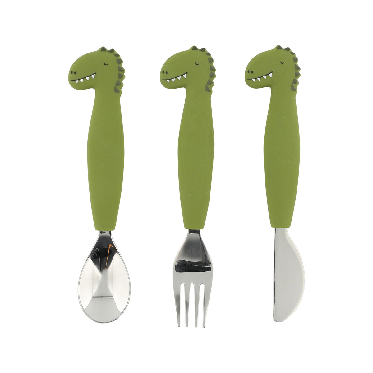 Silicone cutlery 3-piece set - dino