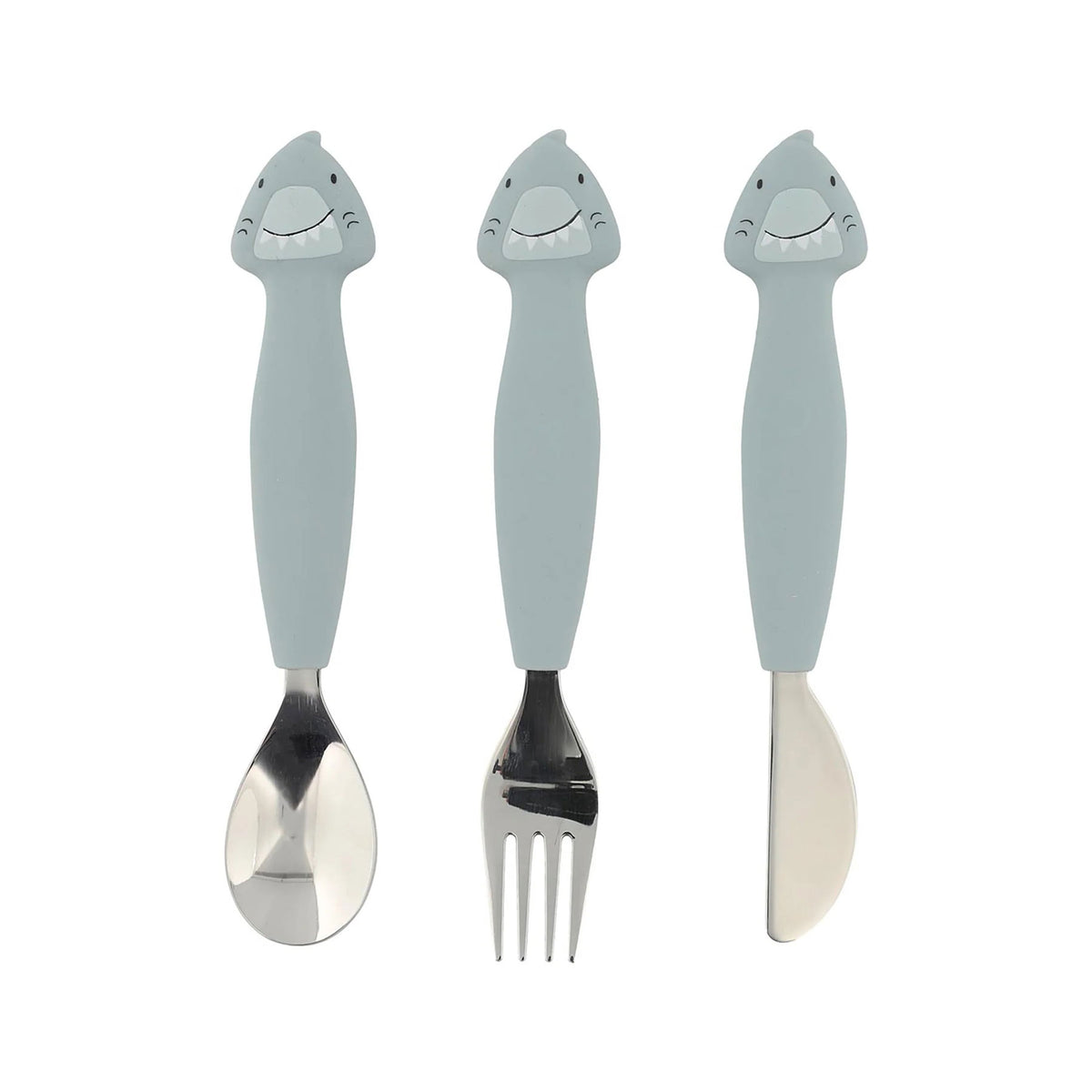 Silicone cutlery 3-piece set - shark