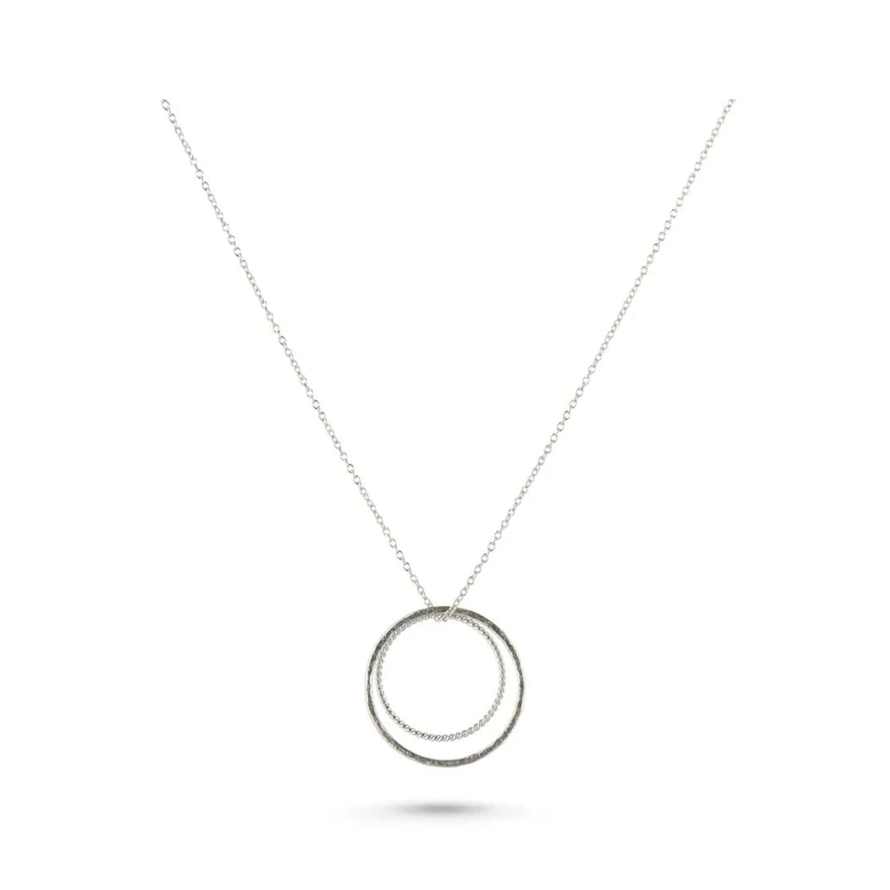 Silver twist double hoop necklace
