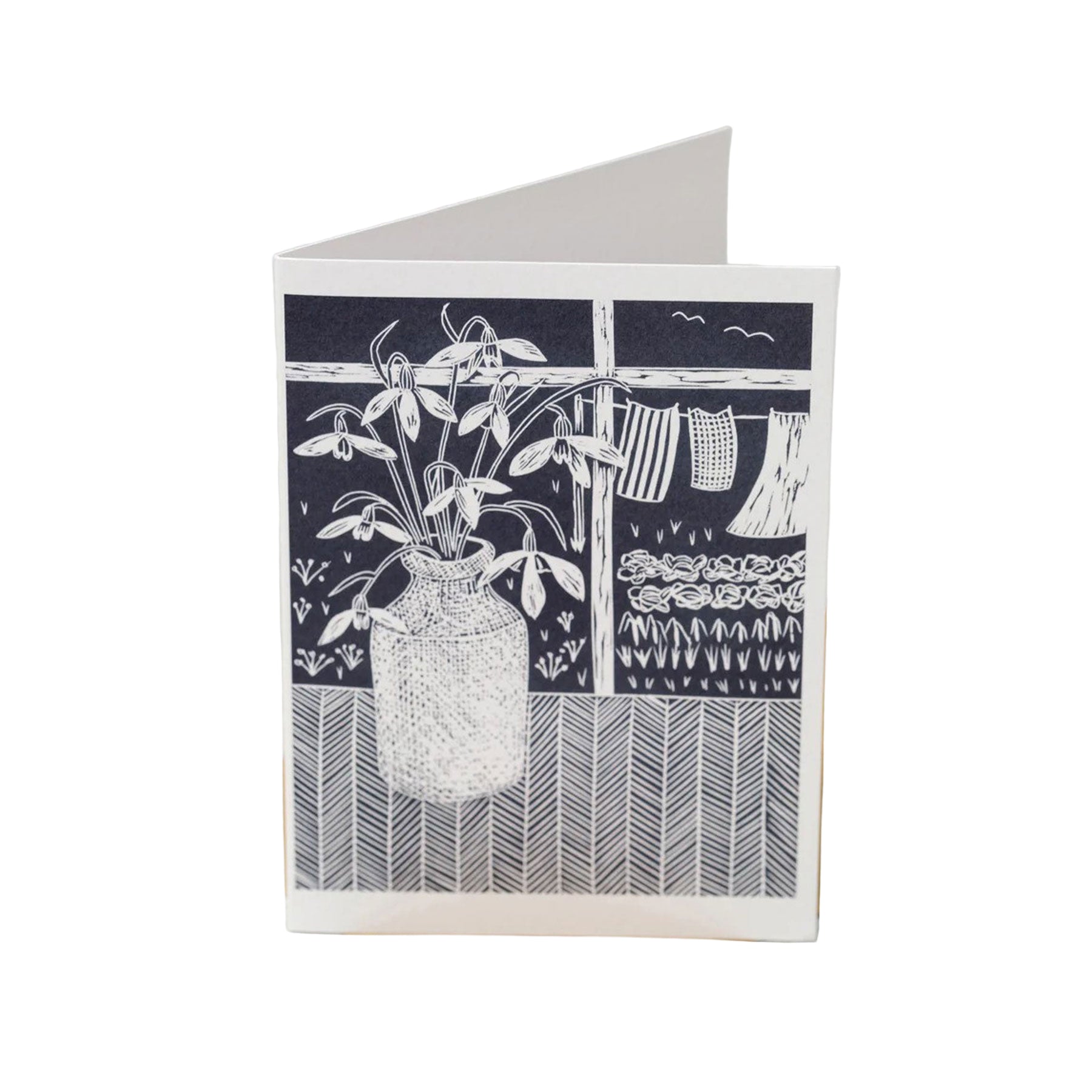 Snowdrops in the window greetings card