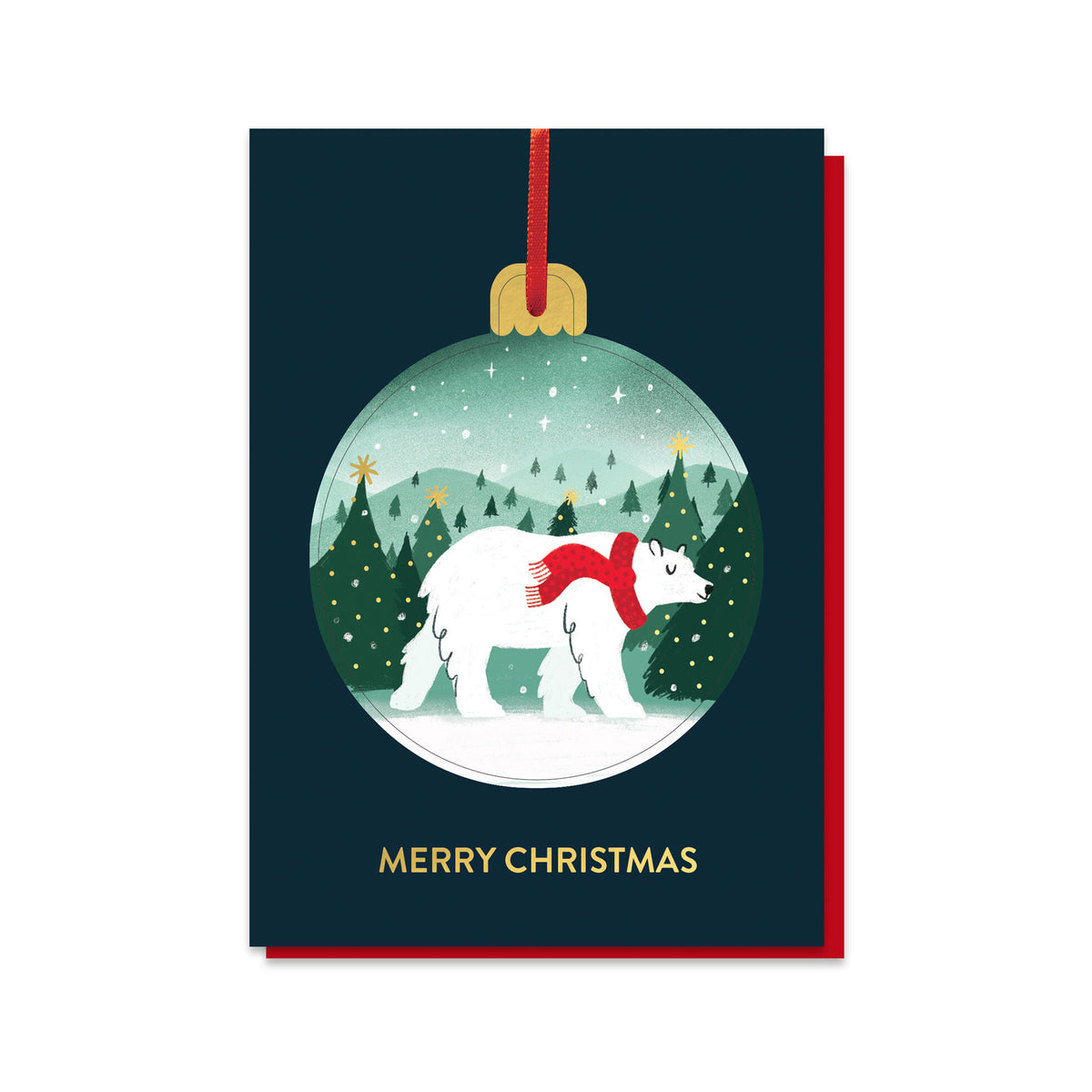 Polar bear scarf Christmas card