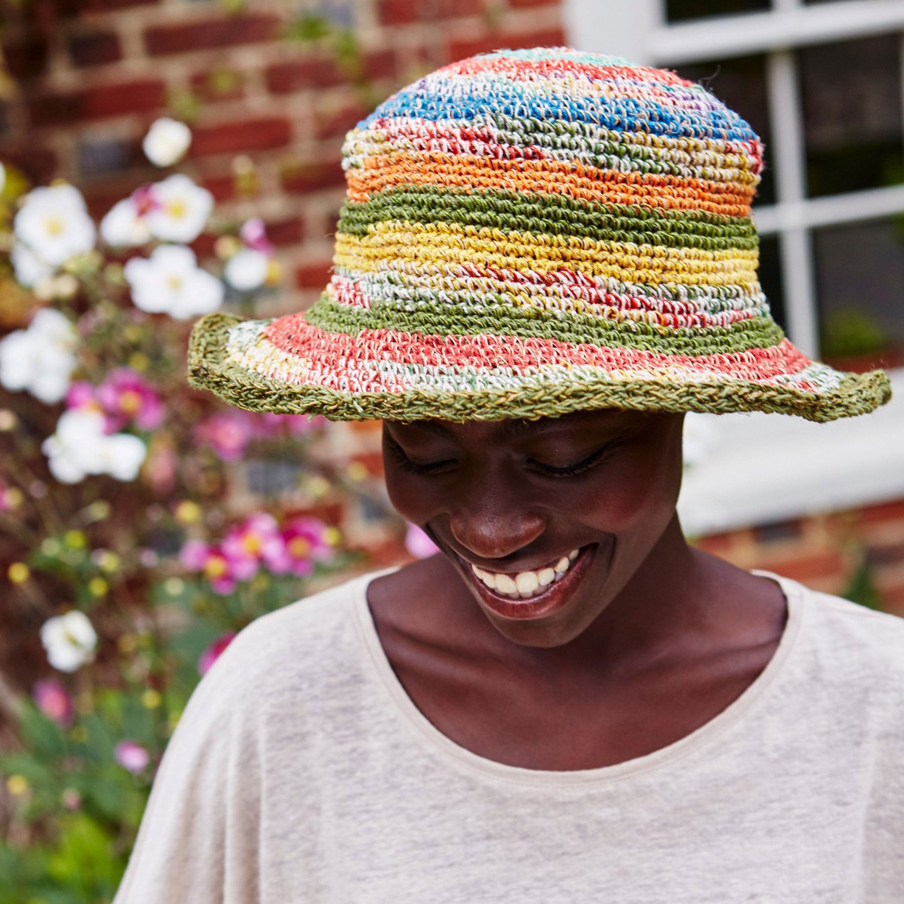 Stripe hemp & cotton sun hat