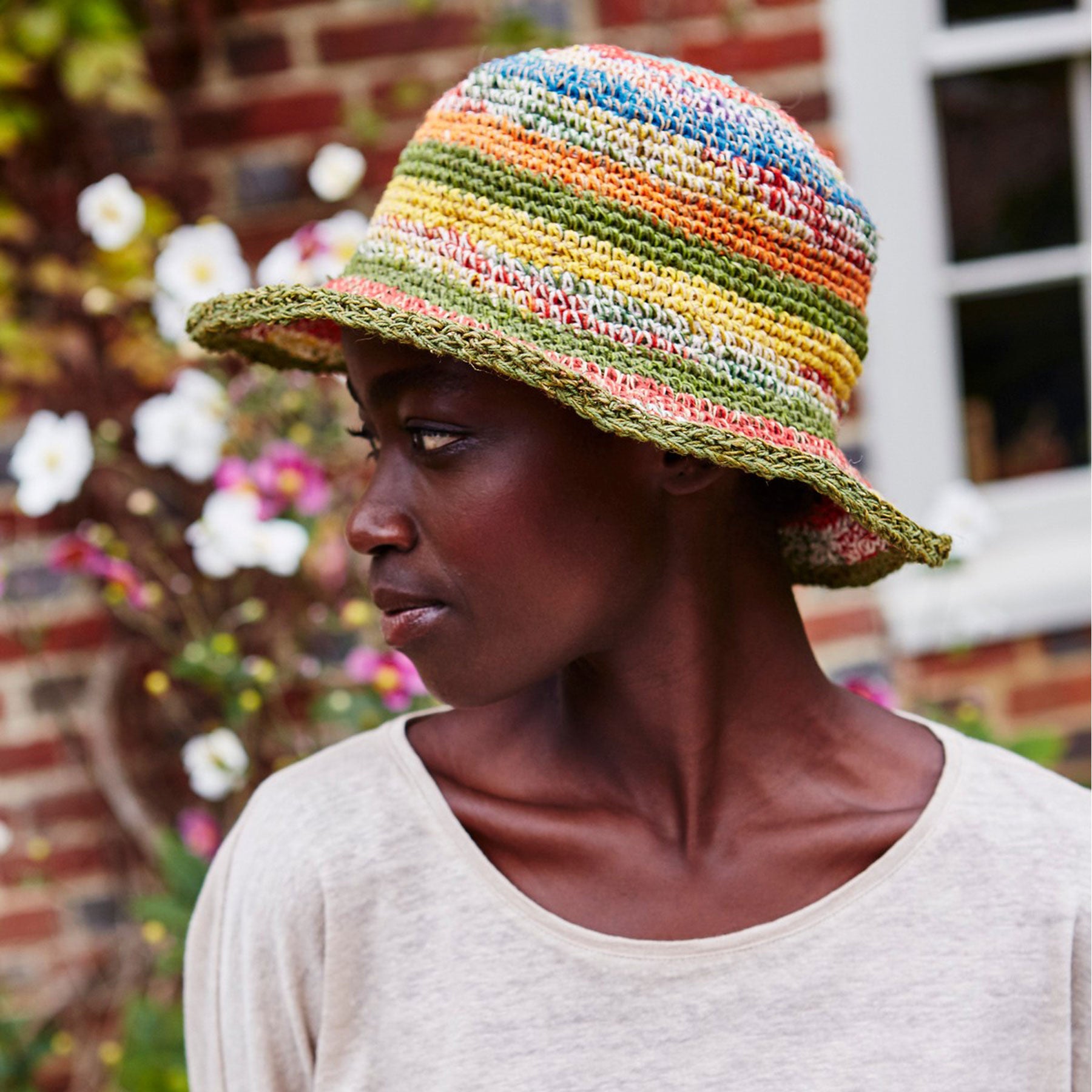 Stripe hemp & cotton sun hat