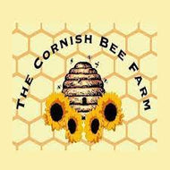 Logo of The Cornish Bee Farm featuring beehive, honeycomb pattern, and sunflowers.