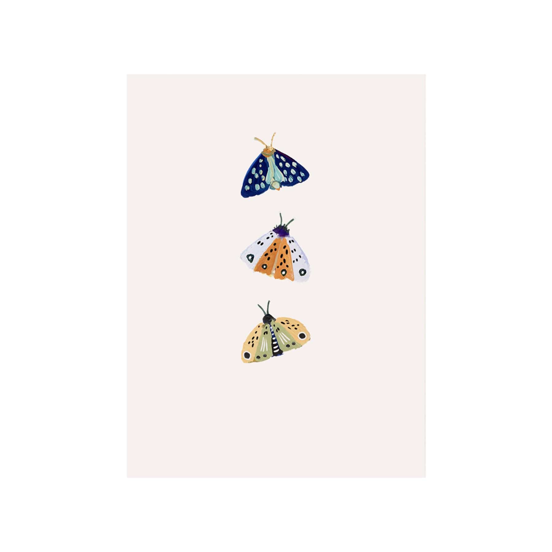 Three moths mini greetings card