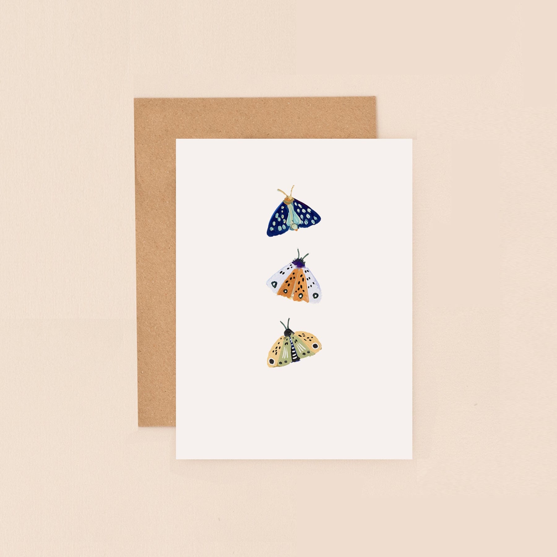 Three moths mini greetings card