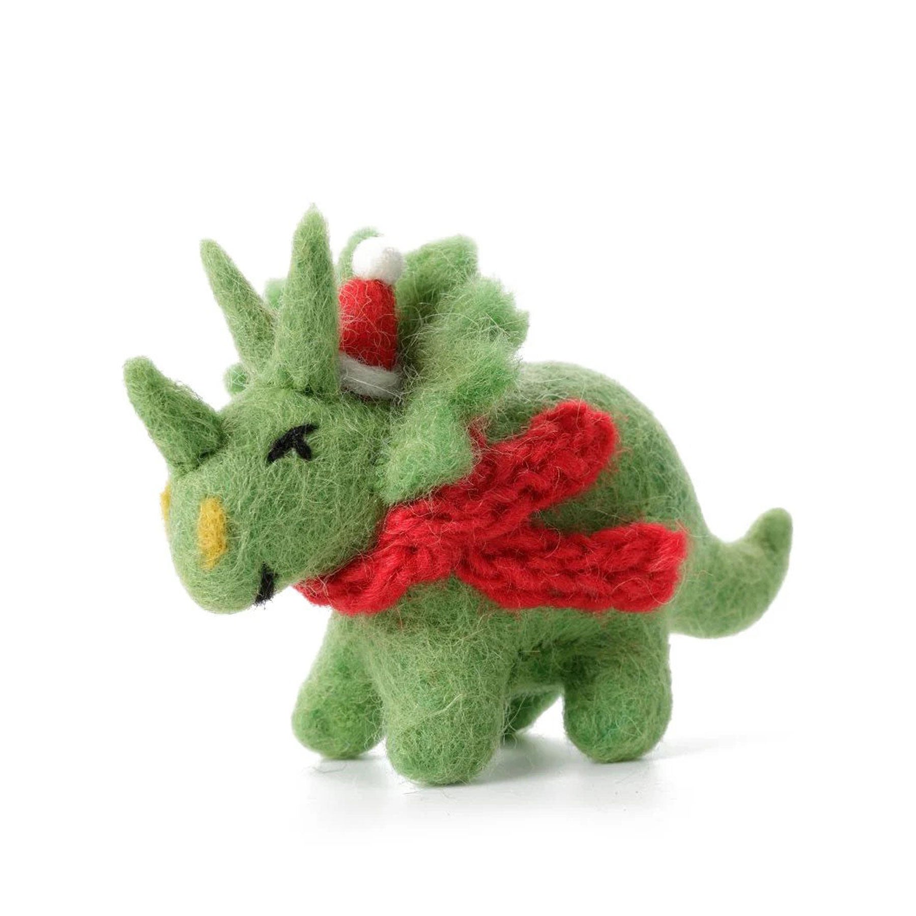 Triceratops in hat and scarf hanging decoration