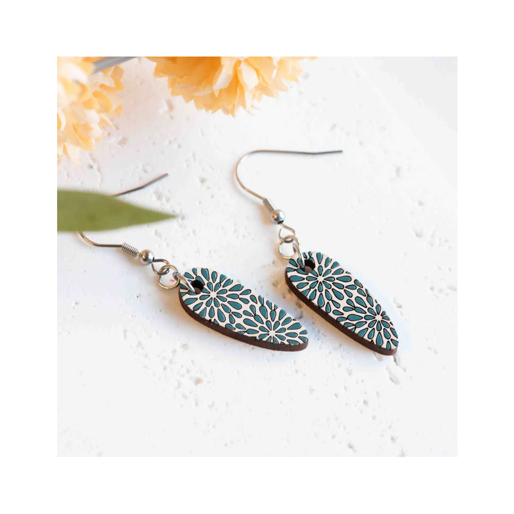 Turquoise flower hoop earrings