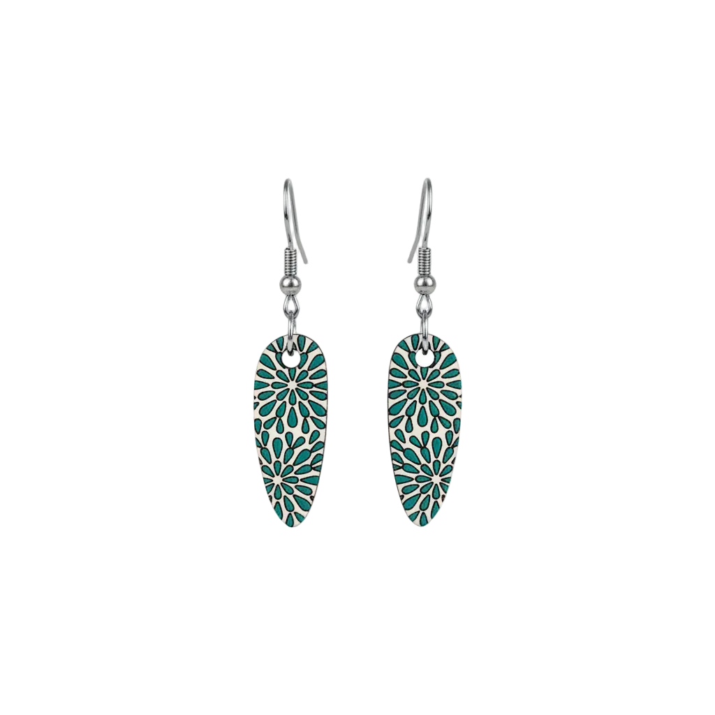 Turquoise flower hoop earrings