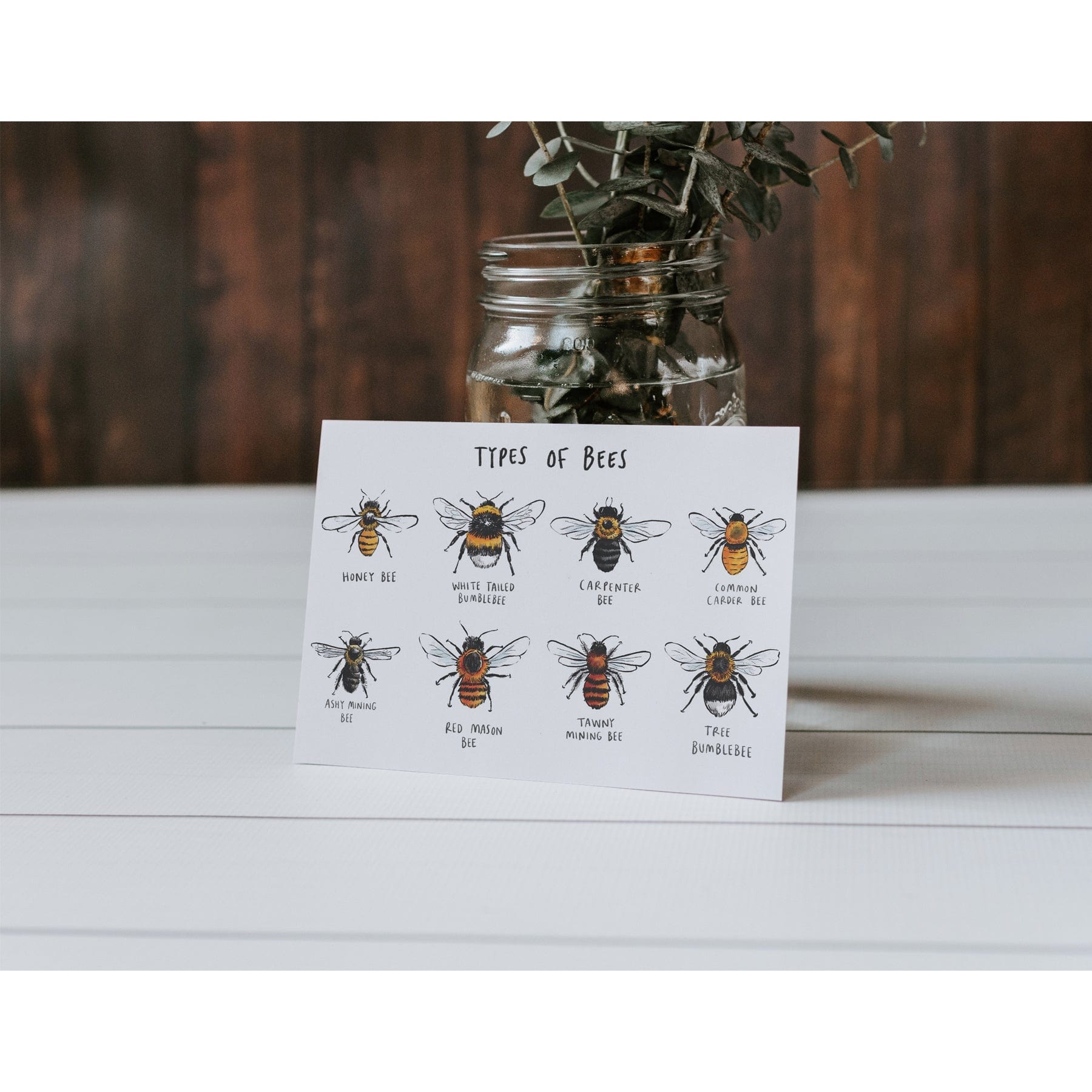 Types of bees greetings card